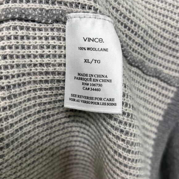 Vince Mens Wool Ribbed Knit Gray Henley Pullover Sweater XL - Picture 6 of 9